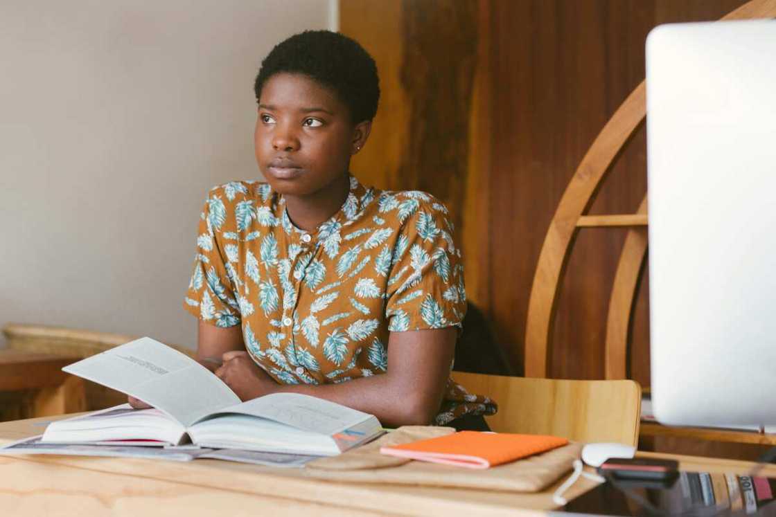 A student reading a book