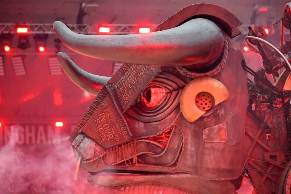 The 'Raging bull' is pictured during the opening ceremony for the Commonwealth Games The 'Raging bull' is pictured during the opening ceremony for the Commonwealth Games