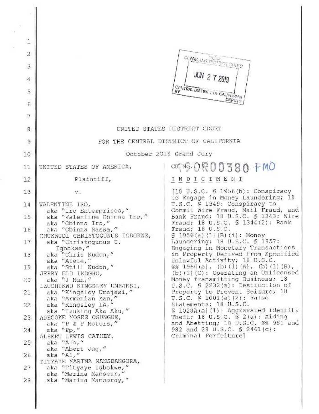 FBI: Full list of 80 Nigerians raided in the US for alleged fraud FBI: Full list of 80 Nigerians raided in the US for alleged fraud