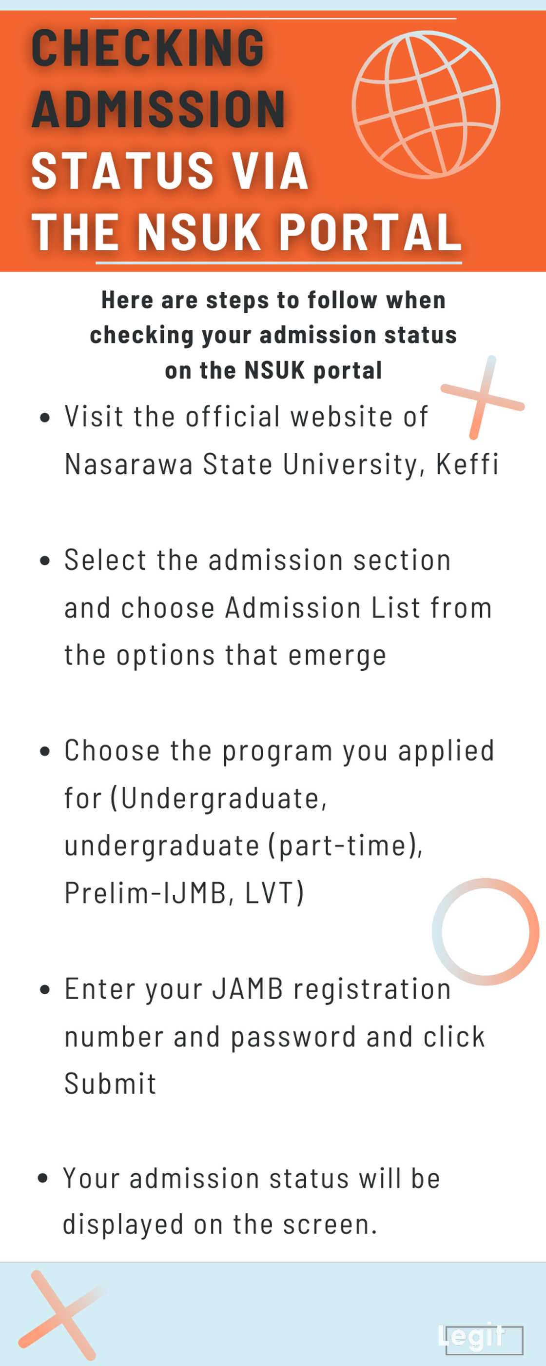 Checking admission status via the NSUK portal Checking admission status via the NSUK portal
