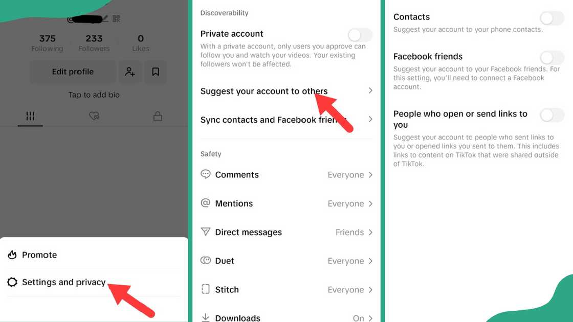 The process of blocking someone from finding you on TikTok The process of blocking someone from finding you on TikTok