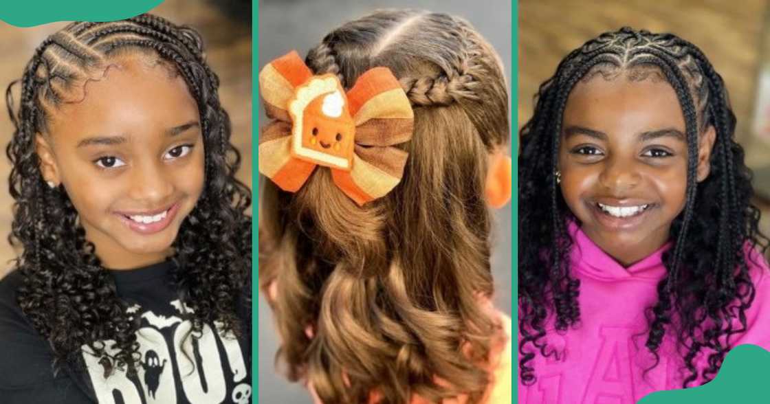 High ponies and half-updos for kids with curly hair.