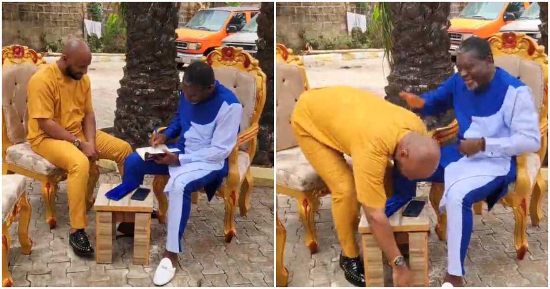 Yul Edochie pays respect to Kanayo O. Kanayo Yul Edochie pays respect to Kanayo O. Kanayo