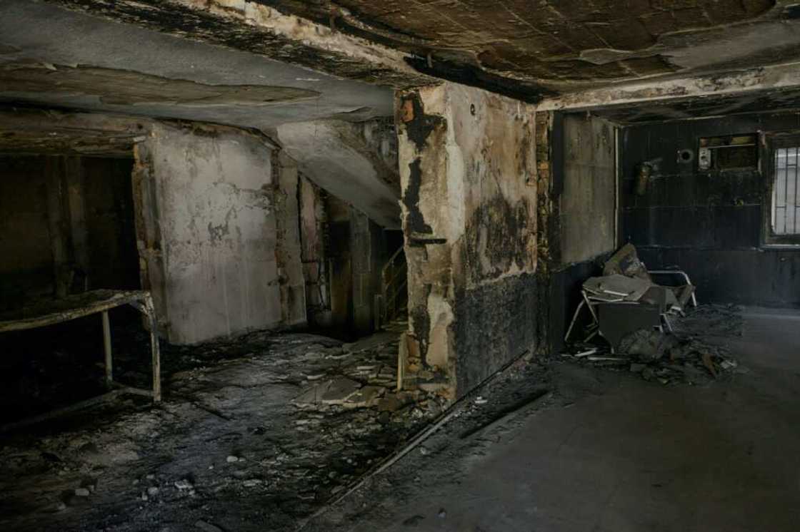 Several rooms and the temple's main prayer hall were heavily damaged Several rooms and the temple's main prayer hall were heavily damaged