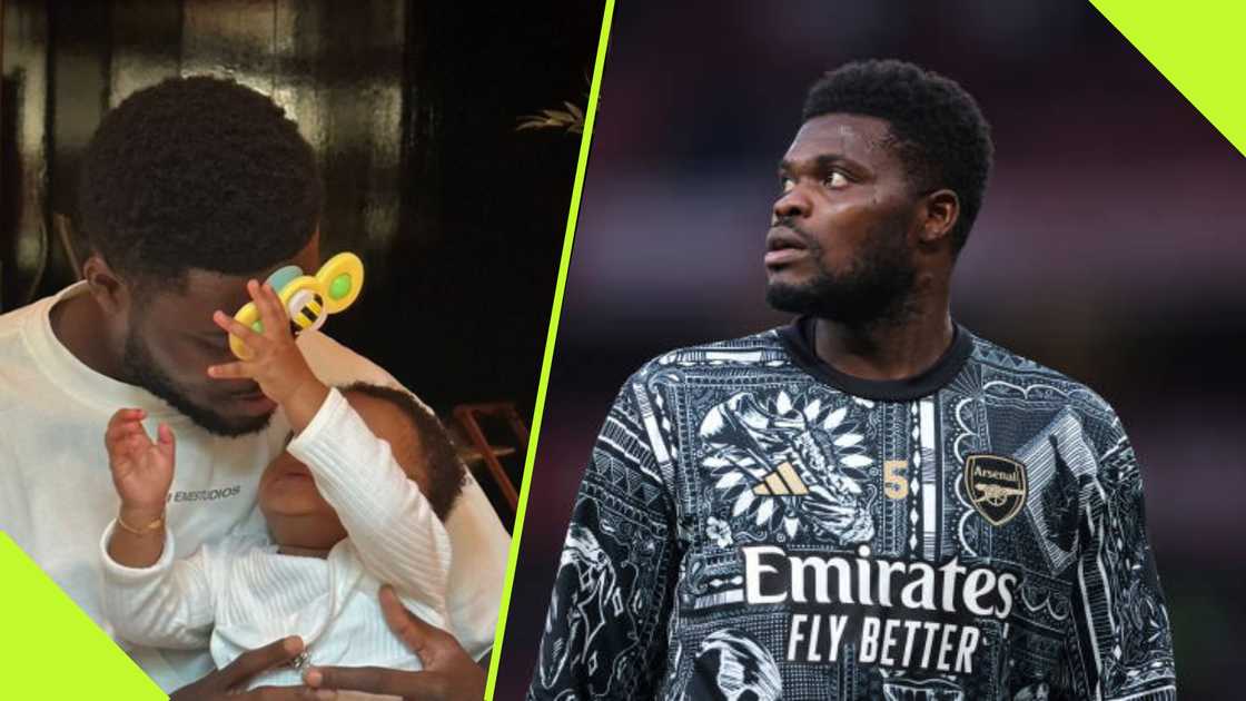 Thomas Partey and shares moment with his daughter.