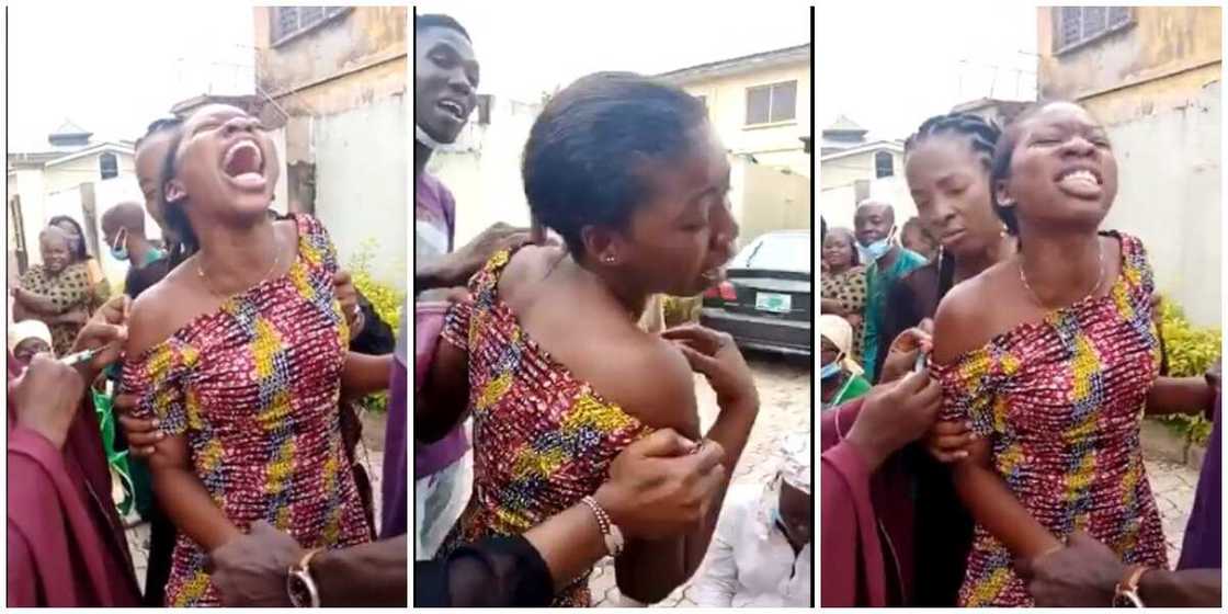 Viral video of lady crying not to receive injection causes stir online