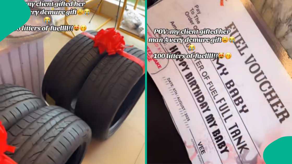 Lady buys tyres as birthday gift for her boyfriend.