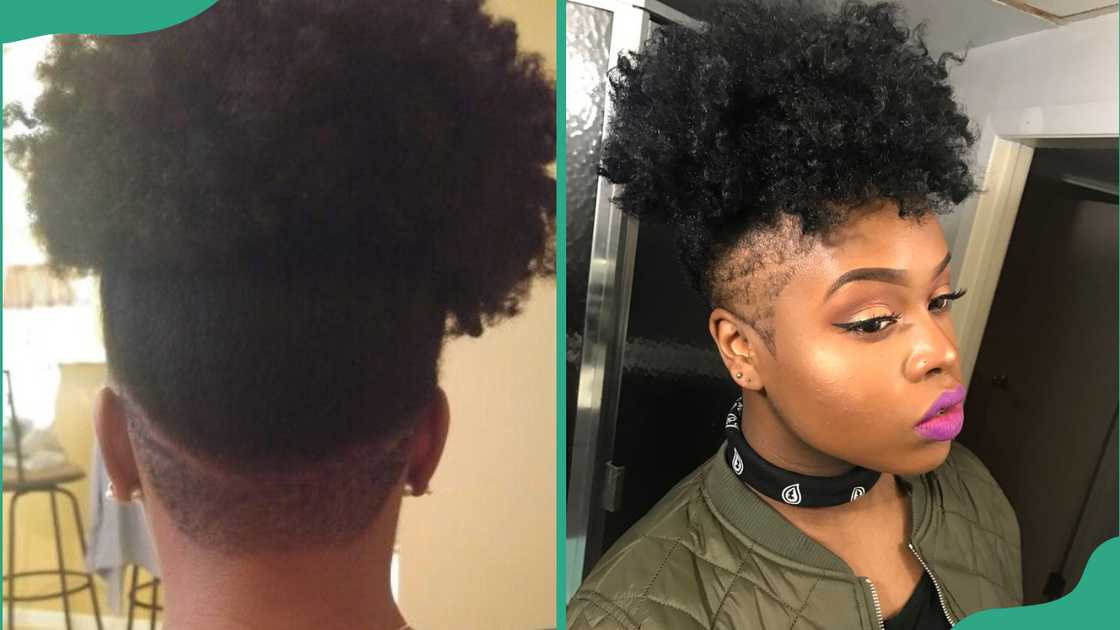Afro puff with shaved sides Afro puff with shaved sides