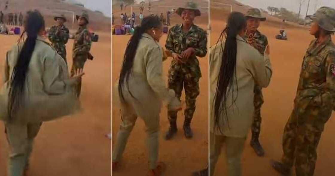 Corps member dances for soldiers