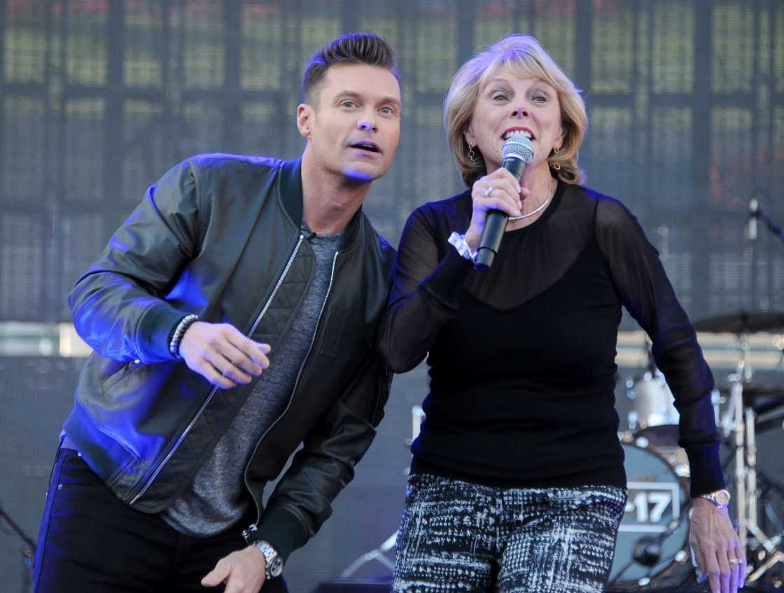 Ryan Seacrest and mother Constance Marie Zullinger in Carson, California. Ryan Seacrest and mother Constance Marie Zullinger in Carson, California.