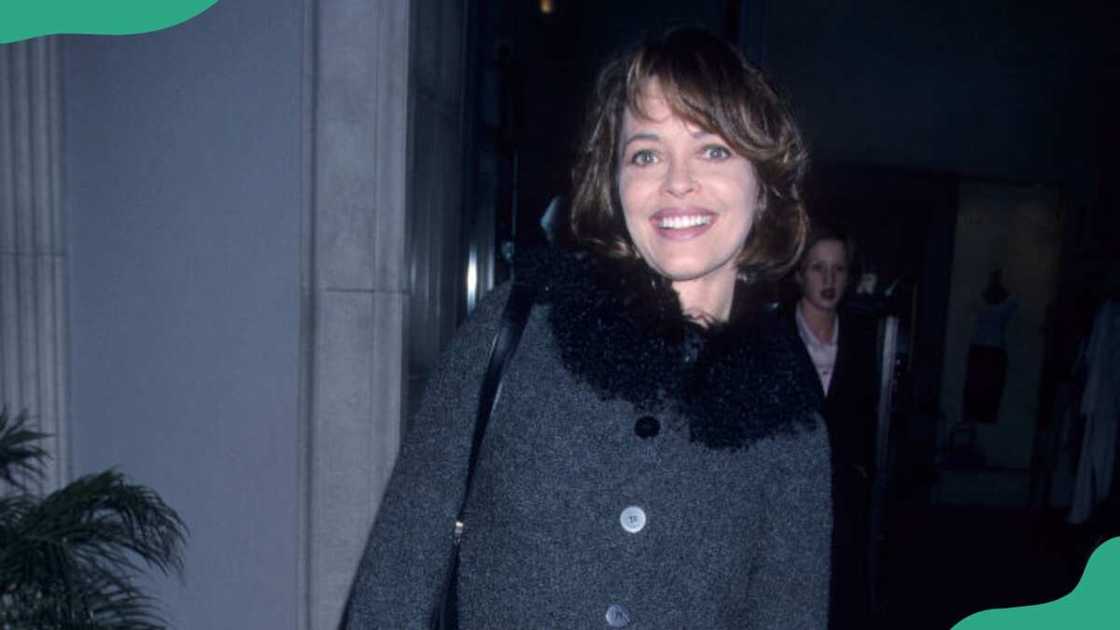 Mary Page Keller poses at Il Fornaio Restaurant in Pasadena, California