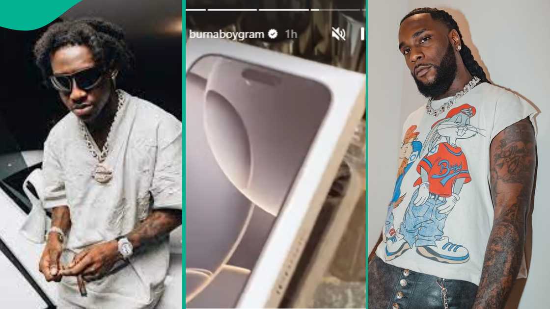 Shallipopi gifts Burna Boy an iphone.