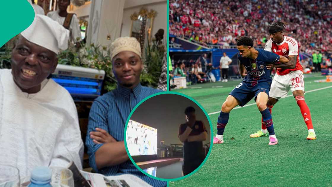 Billionaire Okoya's son Raheem reacts to Arsenal's loss to PSG in UCL.