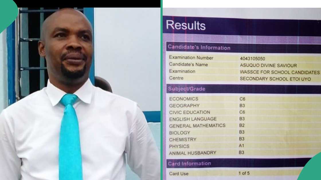 Man shares result of his son who wrote WAEC at Etoi Secondary School, Uyo.