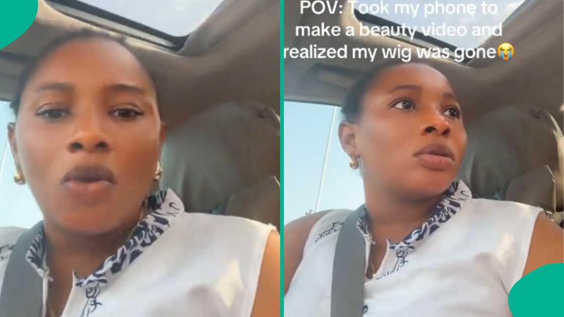 Nigerian lady shows moment she realised her wig was missing.