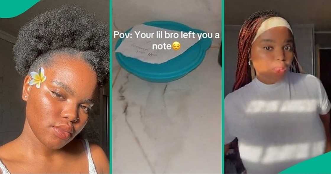 Lady cries out after reading letter that younger brother who's still in school left behind for her.