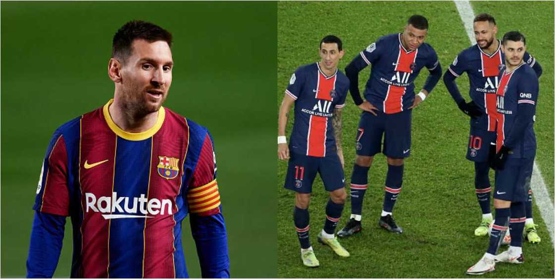 French media taunt Barcelona with fake picture of Messi wearing PSG's shirt ahead of UCL clash