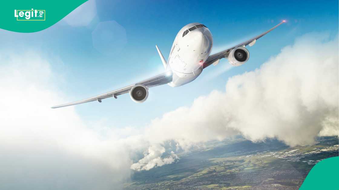 Airplane flying through the clouds Airplane flying through the clouds