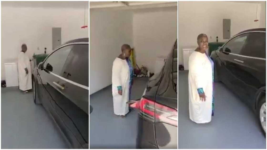 Nigerian woman surprised at seeing Tesla Car Nigerian woman surprised at seeing Tesla Car