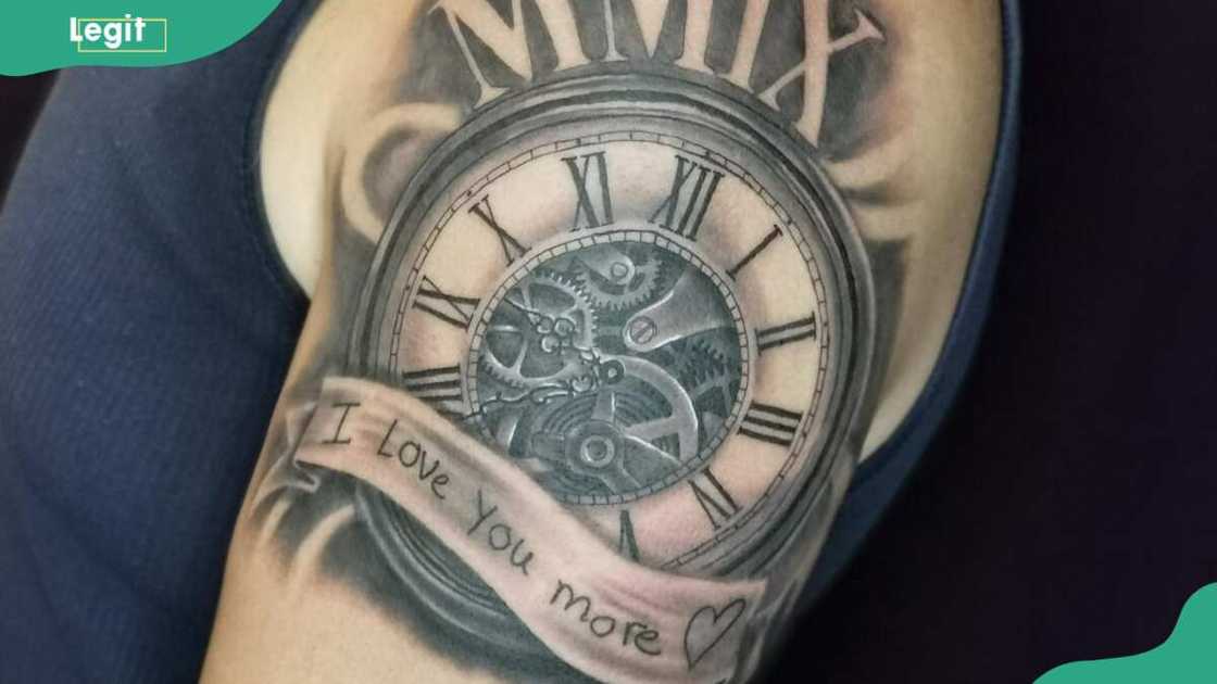 Roman numeral clock tattoo