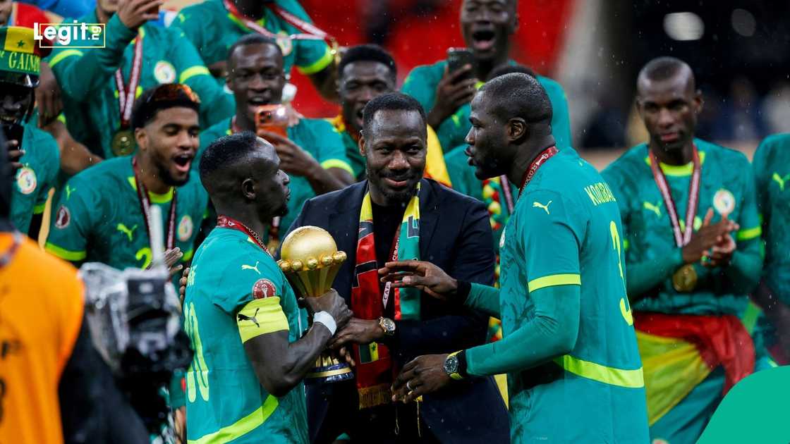 Kalidou Koulibaly, Sadio Mane, Pape Thiaw, Senegal, AFCON 2025. Kalidou Koulibaly, Sadio Mane, Pape Thiaw, Senegal, AFCON 2025.