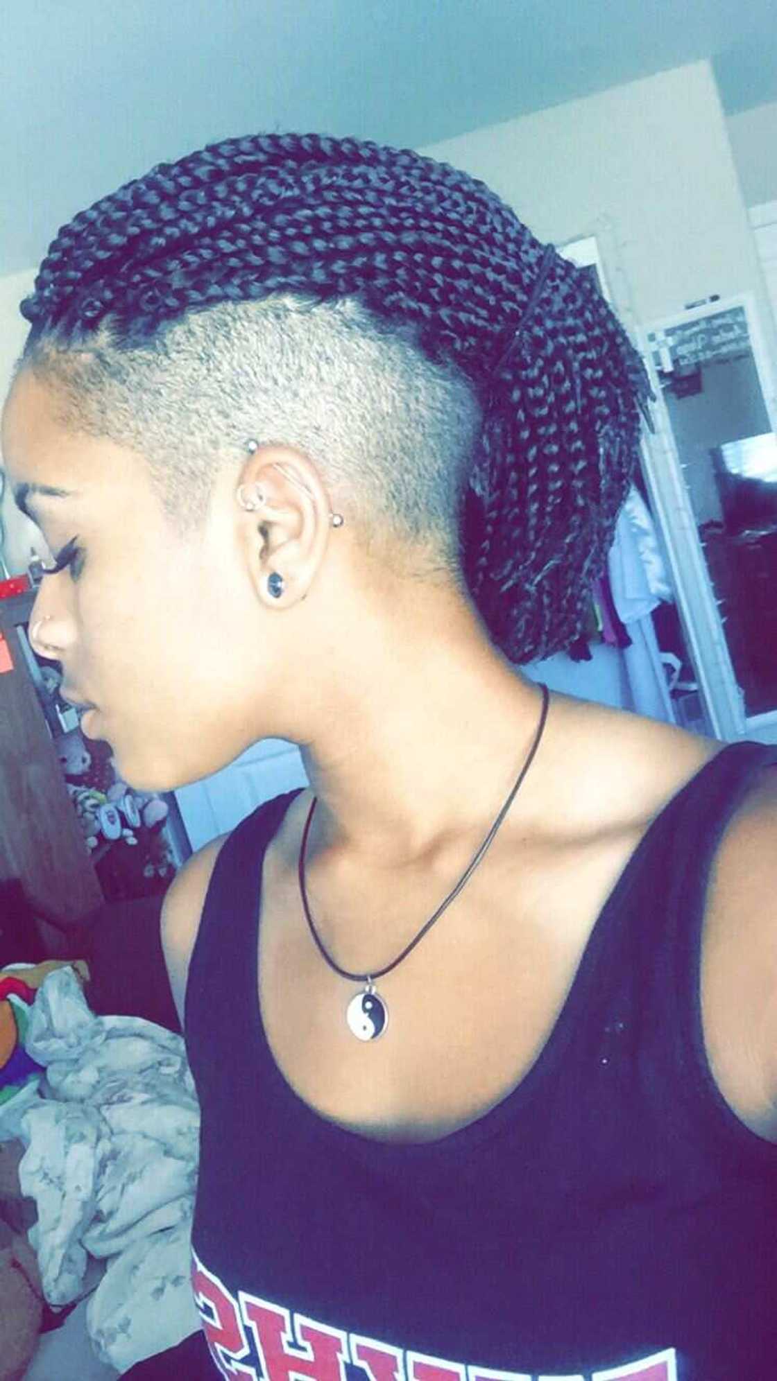 Short bob braids with shaved sides