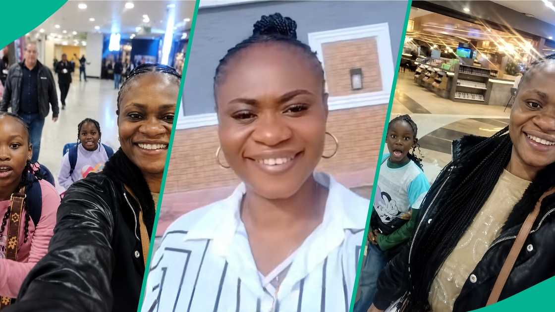 A South Africa-based Nigerian mother has shared the emotional moment she landed in Nigeria with her young children.