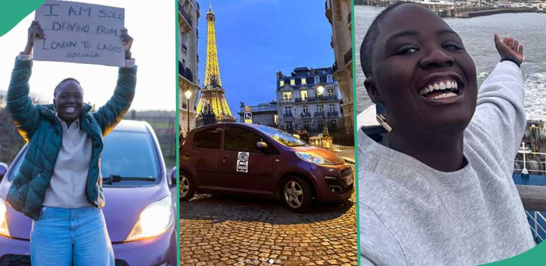 Pelumi Nubi, a Nigerian lady driving a car from London to Lagos. Pelumi Nubi, a Nigerian lady driving a car from London to Lagos.