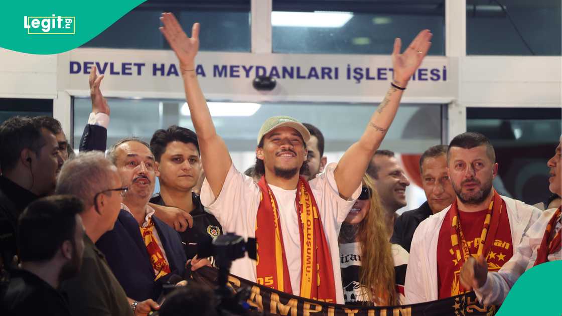 Leroy Sane, Galatasaray, Istanbul airport, Istanbul, Turkiye. Leroy Sane, Galatasaray, Istanbul airport, Istanbul, Turkiye.