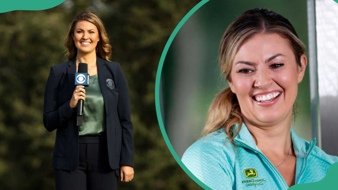 Amanda Balionis at Augusta National Golf Club in Augusta, Georgia (L) and TPC Deere Run in Silvis, Illinois (R).