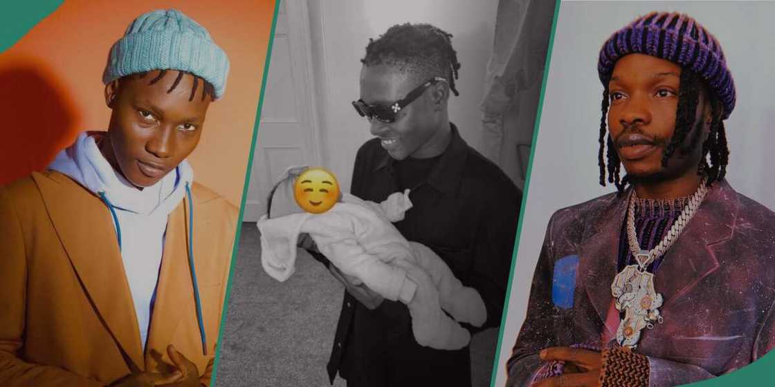 Naira Marley shares picture of Zinoleesky with his baby. Naira Marley shares picture of Zinoleesky with his baby.