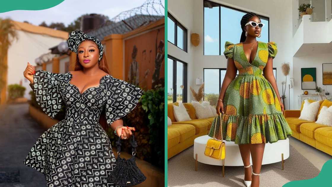 Ankara butterfly sleeves short gown style.