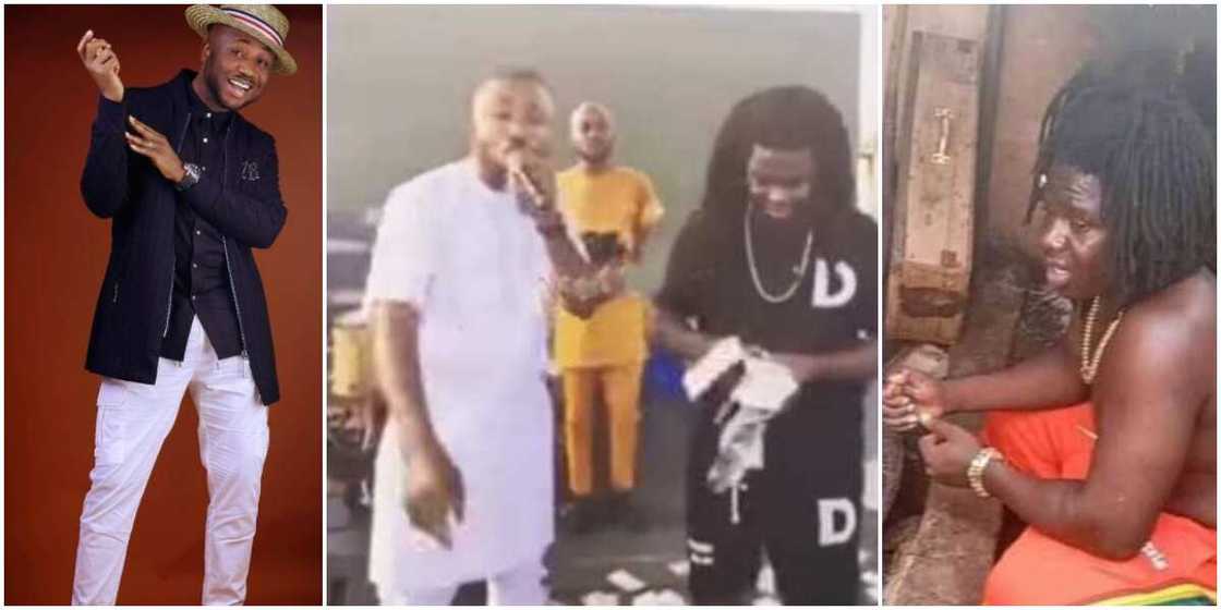 Reactions trail viral video of herbalist spraying popular Nigerian gospel singer cash at event Reactions trail viral video of herbalist spraying popular Nigerian gospel singer cash at event