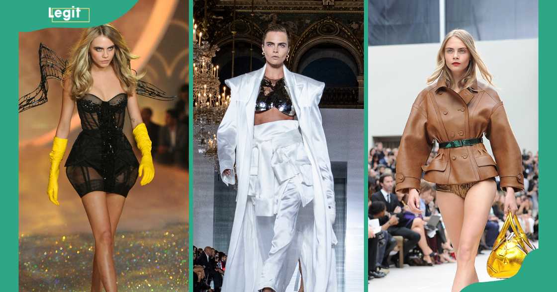 Cara Delevigne walking the runway. Cara Delevigne walking the runway.