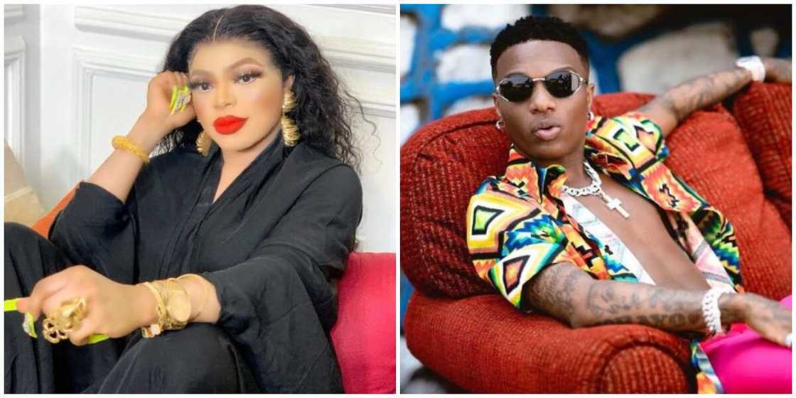 Photos of Bobrisky and Wizkid.