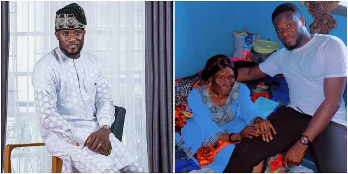 Actor Mustapha Sholagbade and his grandma