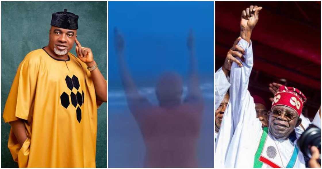 Actor Olaiya Igwe goes unclad on beach to pray for Tinubu. Actor Olaiya Igwe goes unclad on beach to pray for Tinubu.