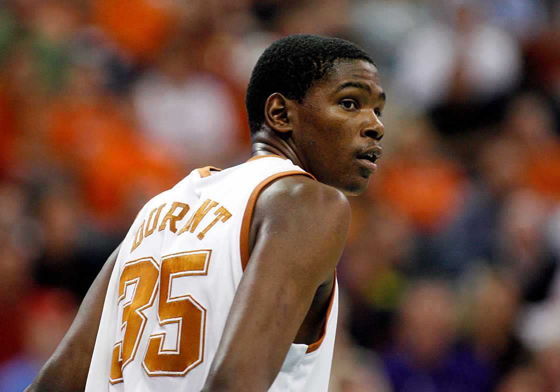 Kevin Durant during the Texas Longhorns win 69-64 over the Oklahoma State Cowboys Kevin Durant during the Texas Longhorns win 69-64 over the Oklahoma State Cowboys