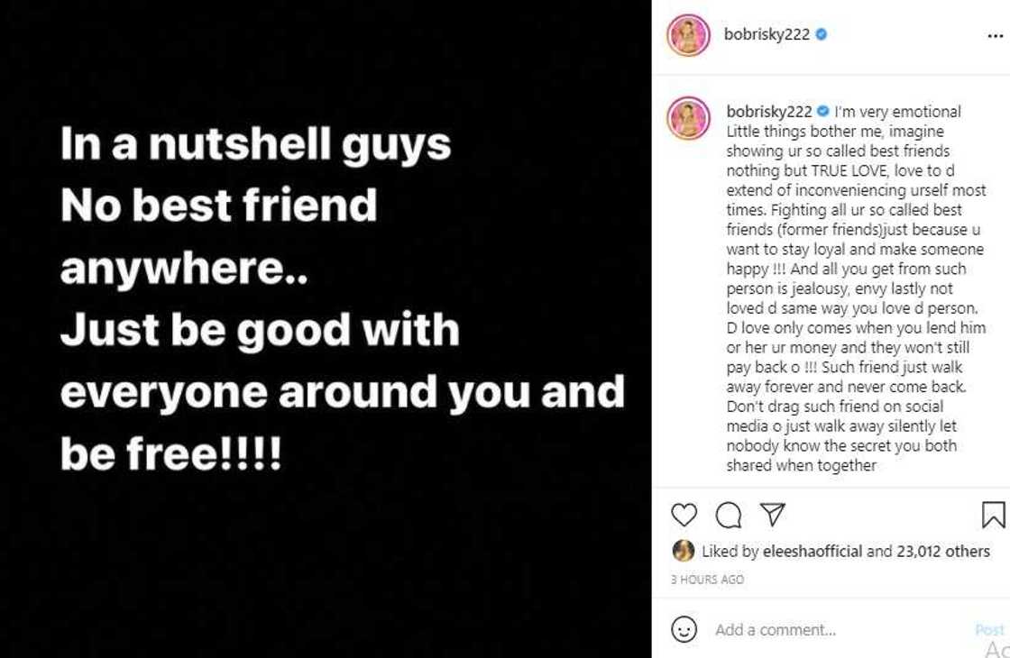 Screenshot of Bobrisky's post. Screenshot of Bobrisky's post.
