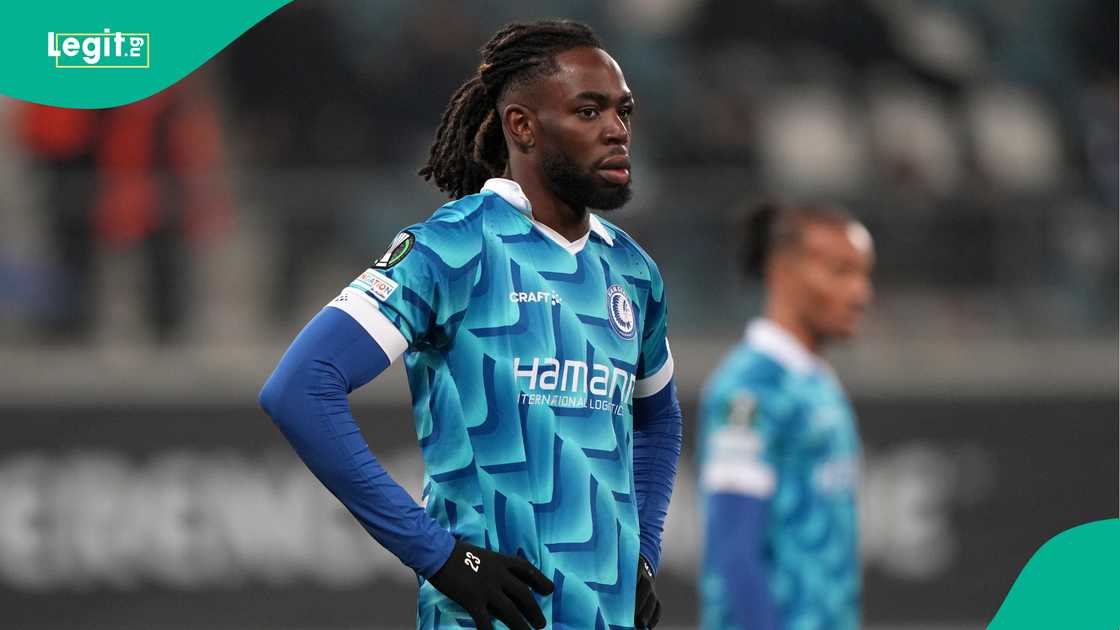 Jordan Torunarigha, Real Betis, KAA Gent Stadium, Gent, Belgium, UEFA Europa Conference League. Jordan Torunarigha, Real Betis, KAA Gent Stadium, Gent, Belgium, UEFA Europa Conference League.