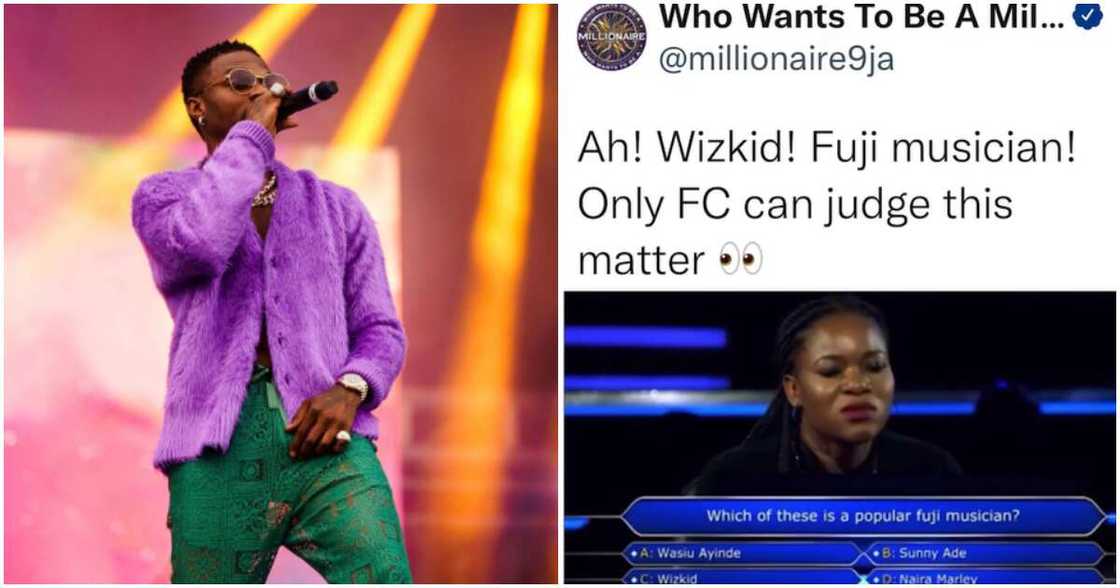 Photos of singer Wizkid and WWTBAM lady