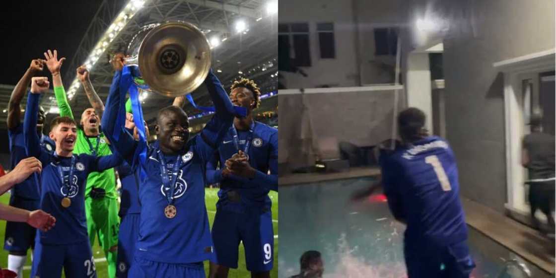 Paul Okoye sprays money inside his pool as his friends rush to pick them all Paul Okoye sprays money inside his pool as his friends rush to pick them all
