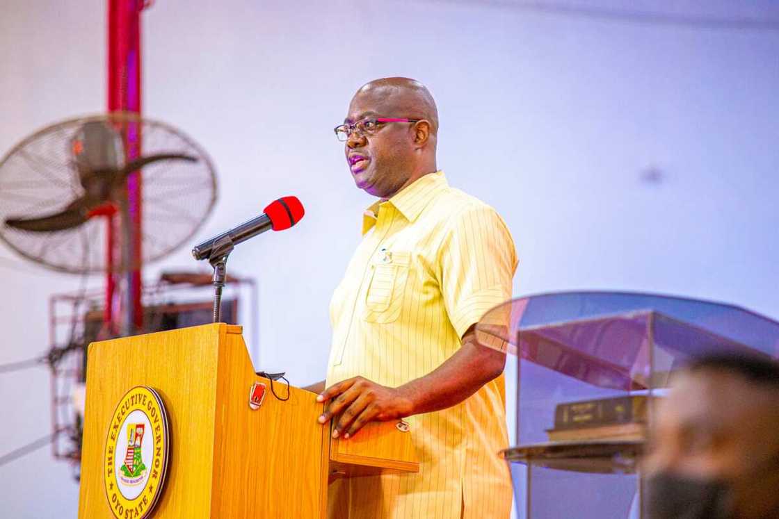 Governor Makinde speaking in Ibadan on Sunday, August 8 Governor Makinde speaking in Ibadan on Sunday, August 8