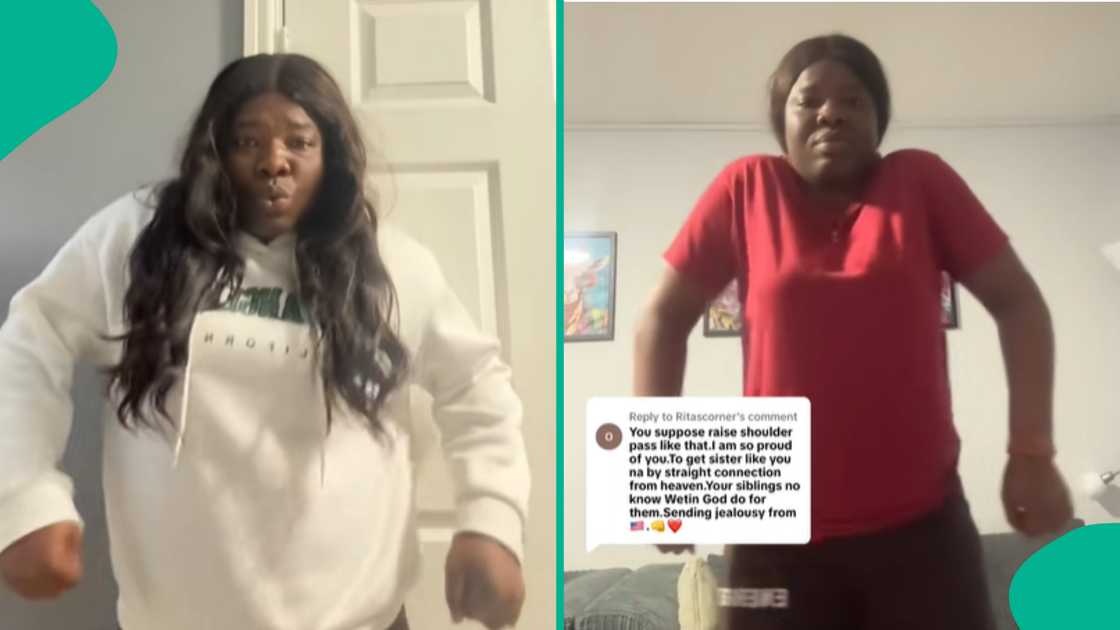 Lady joins social media trend to celebrate after taking her family abroad. Lady joins social media trend to celebrate after taking her family abroad.