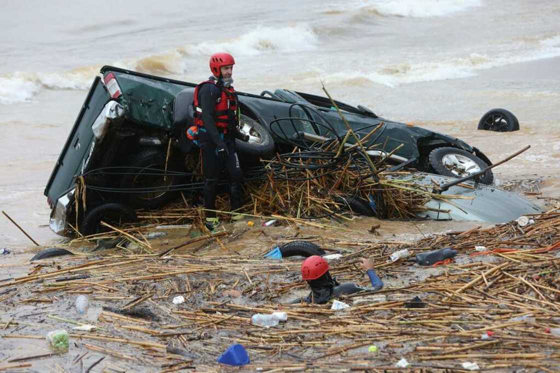 Rain started to fall on Saturday morning in the southern Greek island, a popular holiday destination