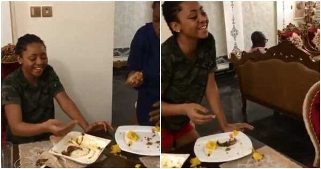 Regina Daniels and her friends playfully fight for last ball of eba in new video Regina Daniels and her friends playfully fight for last ball of eba in new video