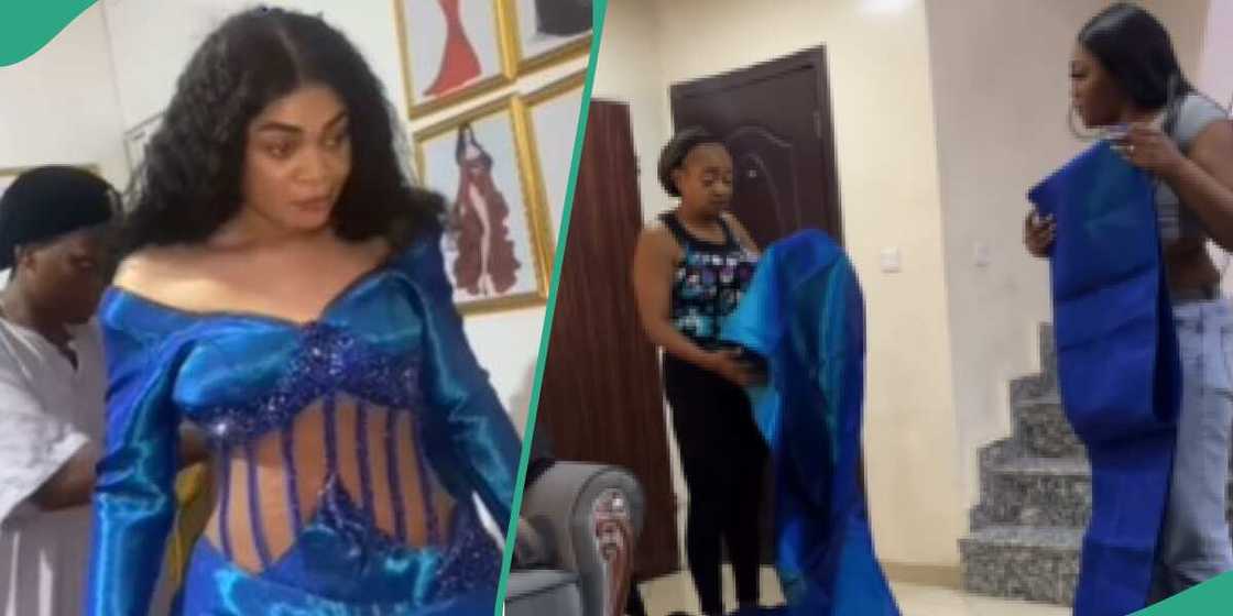 Lady complains of dress her designer made for her Lady complains of dress her designer made for her