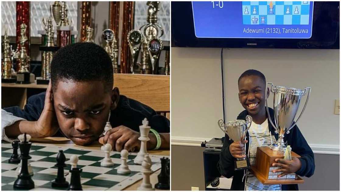 10 Year Old Nigerian boy beats many in US, wins big cup as a pro chess player, many react to his smiling photo 10 Year Old Nigerian boy beats many in US, wins big cup as a pro chess player, many react to his smiling photo
