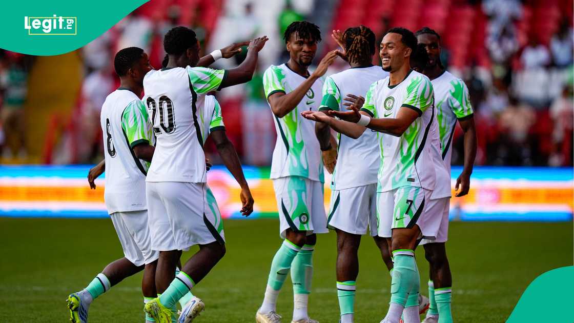 Femi Azeez and Nigeria celebrating in the semi final against Zimbabwe. Photo by Maynard Manyowa