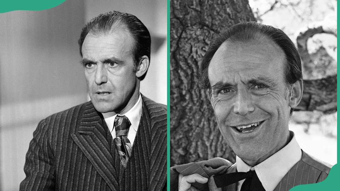 Richard Bull as Nels Oleson with a serious and intense expression while filming (L). Richard smiles in a photo taken on set (R) Richard Bull as Nels Oleson with a serious and intense expression while filming (L). Richard smiles in a photo taken on set (R)